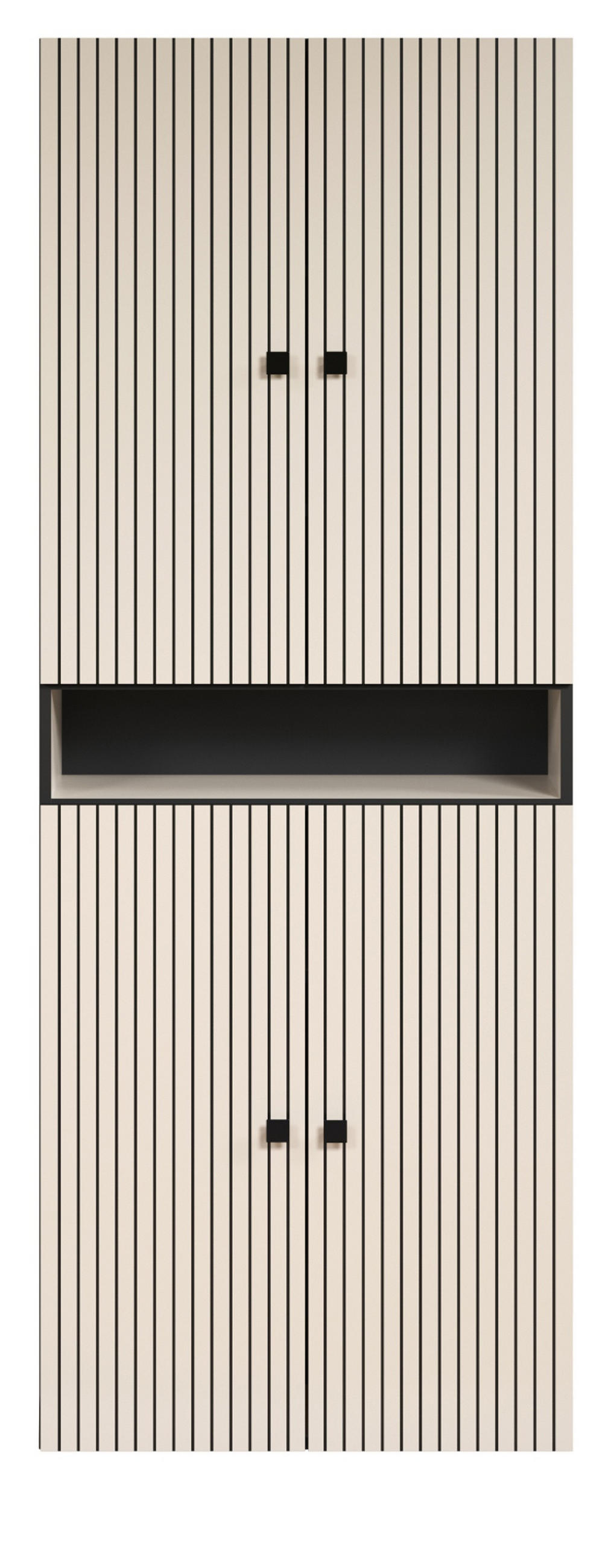 HOCHSCHRANK Kaschmir, grau 70 x 186 cm, Badschrank mit viel Stauraum - Kaschmir/Schwarz, Holzwerkstoff/Metall (70/186/31cm) - Top.Furn