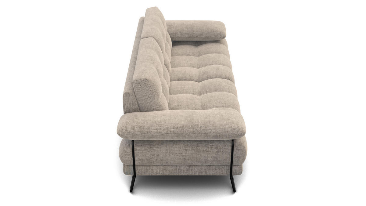 SOFA BUBBARA 2,5-Sitzer, beige - Beige/Schwarz, Holz/Textil (215/87/96cm) - Courtois Laville