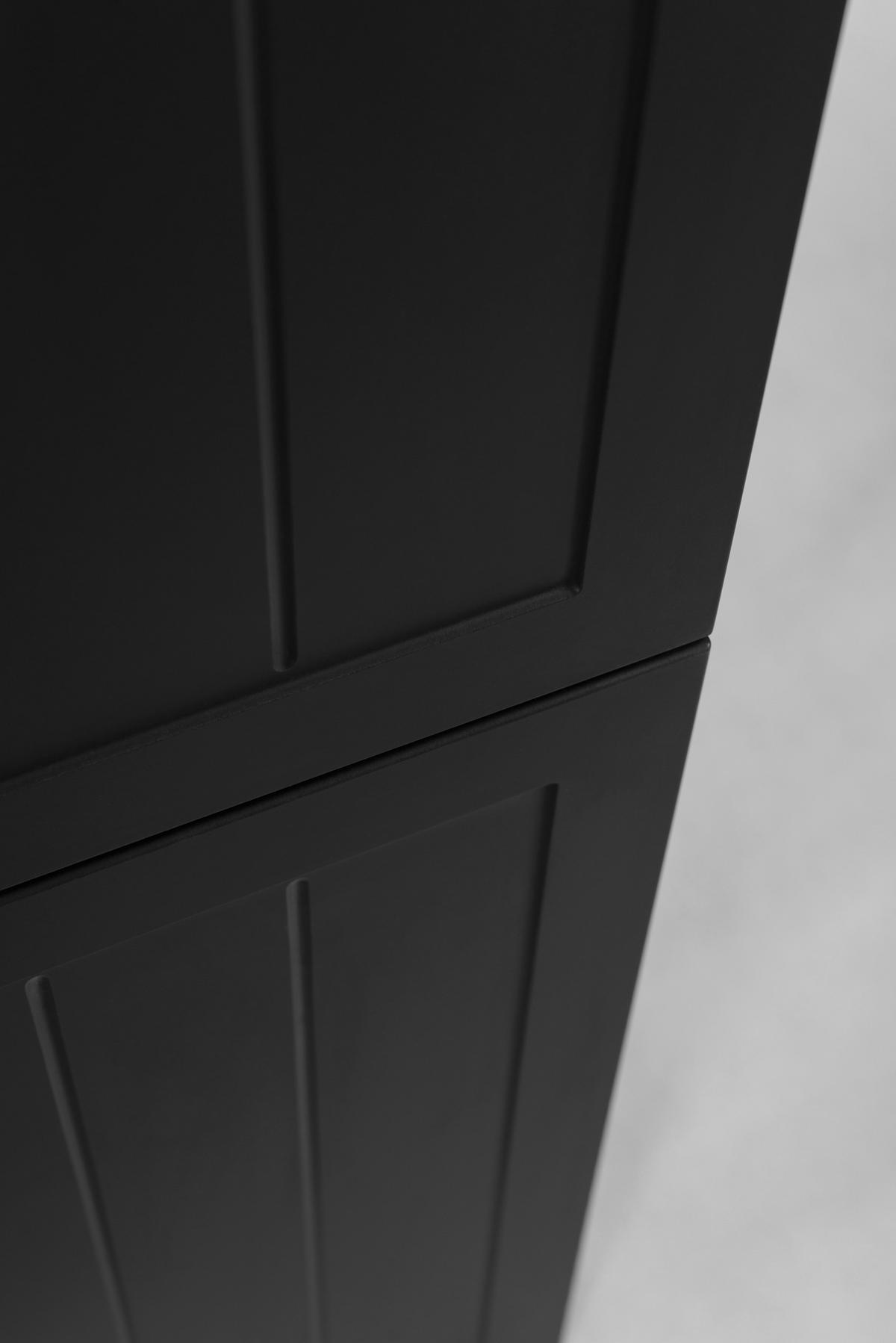 BADEZIMMERSCHRANK, schwarz, 35 x 136 x 27 cm, goldener Griff - Goldfarben/Schwarz, Holzwerkstoff/Metall (35/136/27cm) - 3XE LIVING