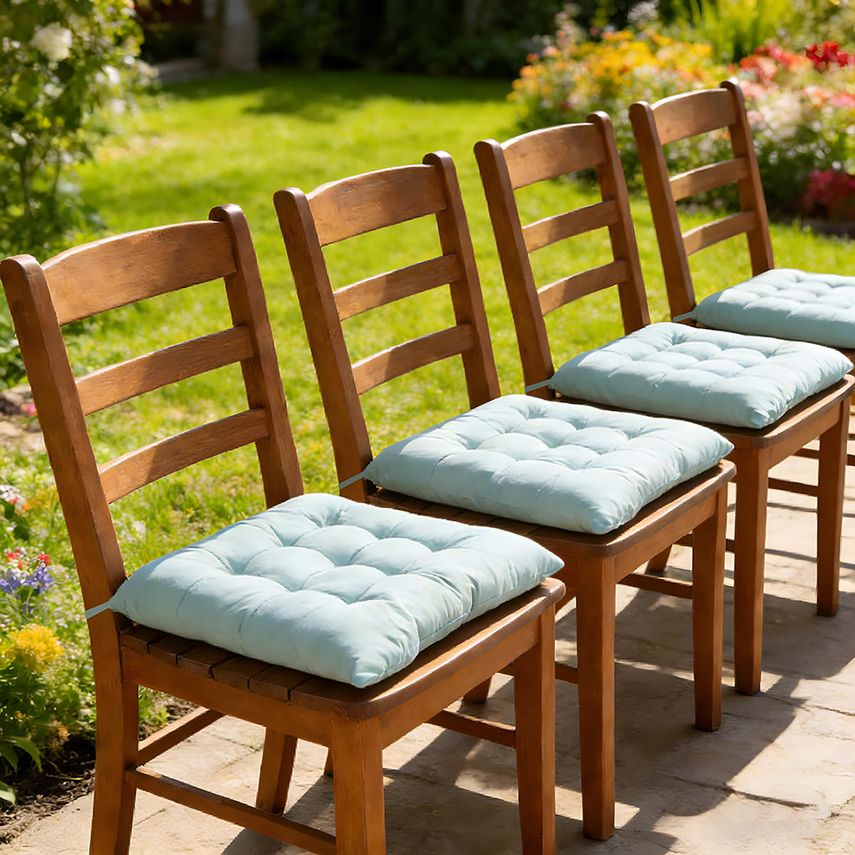 4XSTUHLKISSEN - Grün, Kunststoff/Textil (40/40/5cm) - Relaxdays