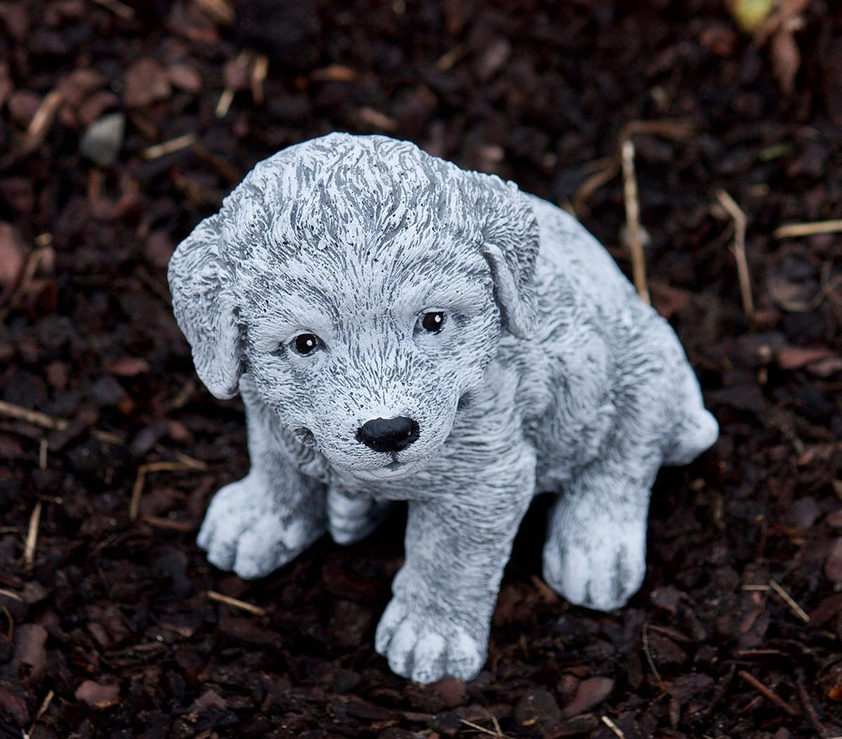 STEINFIGUR Berner Sennenhund Welpe, Frostfest, massiver Steinguss - Grau, Stein (13/16/14cm) - stoneandstyle