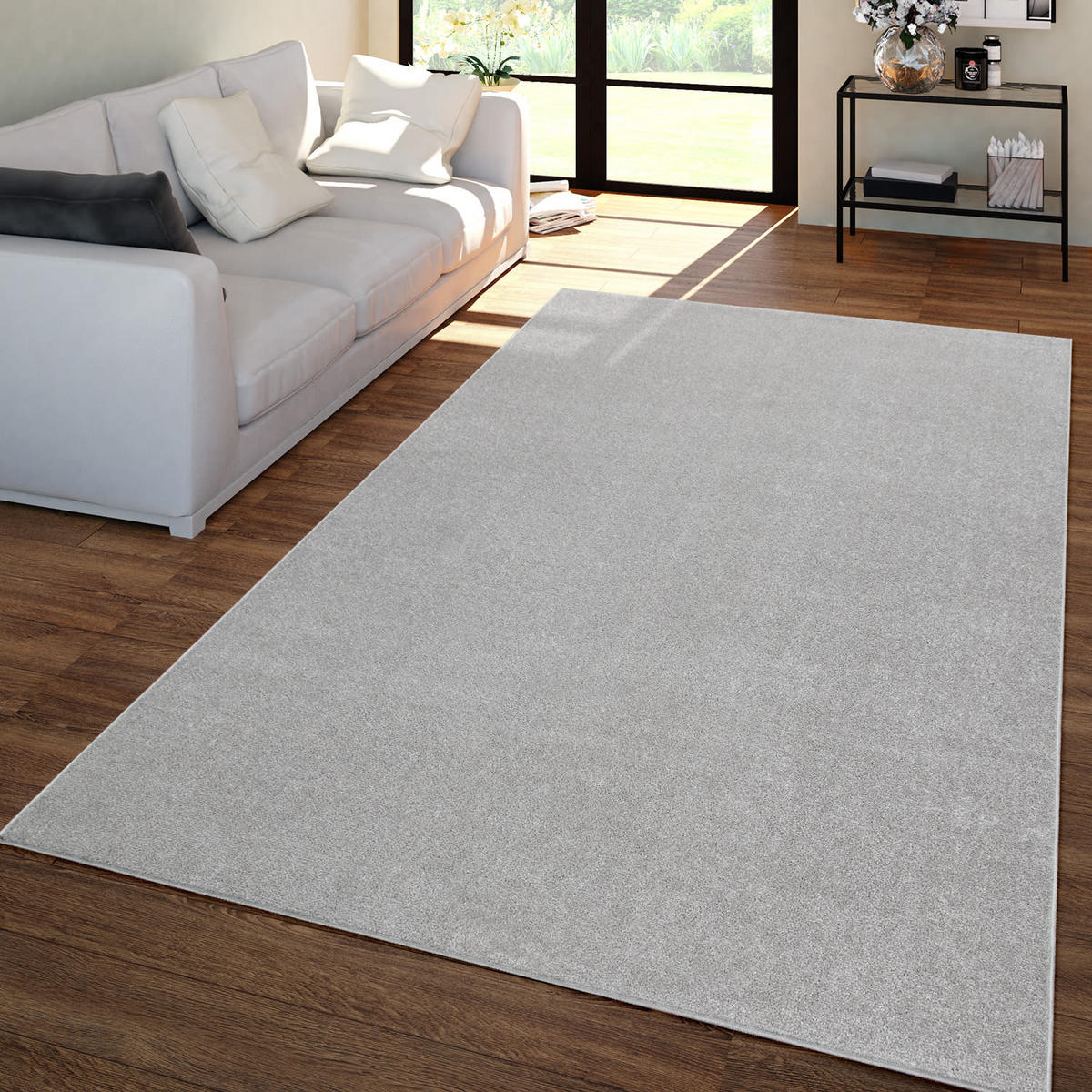 FLACHWEBETEPPICH Silberfarben 140 x 200 cm - Silberfarben, Kunststoff (140/200cm) - TT Home