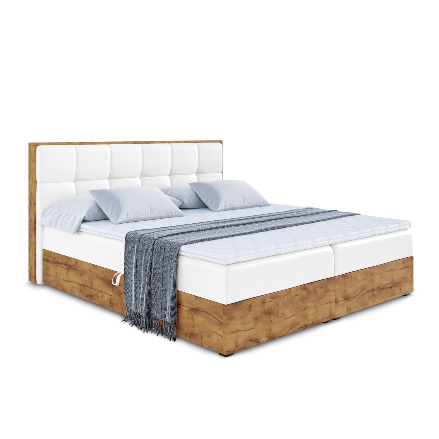 ALTDECOR AMERICKÁ postel s matrací H3 a roštem – LOLLI7 – 180x200 – vysoce lesklá bílá