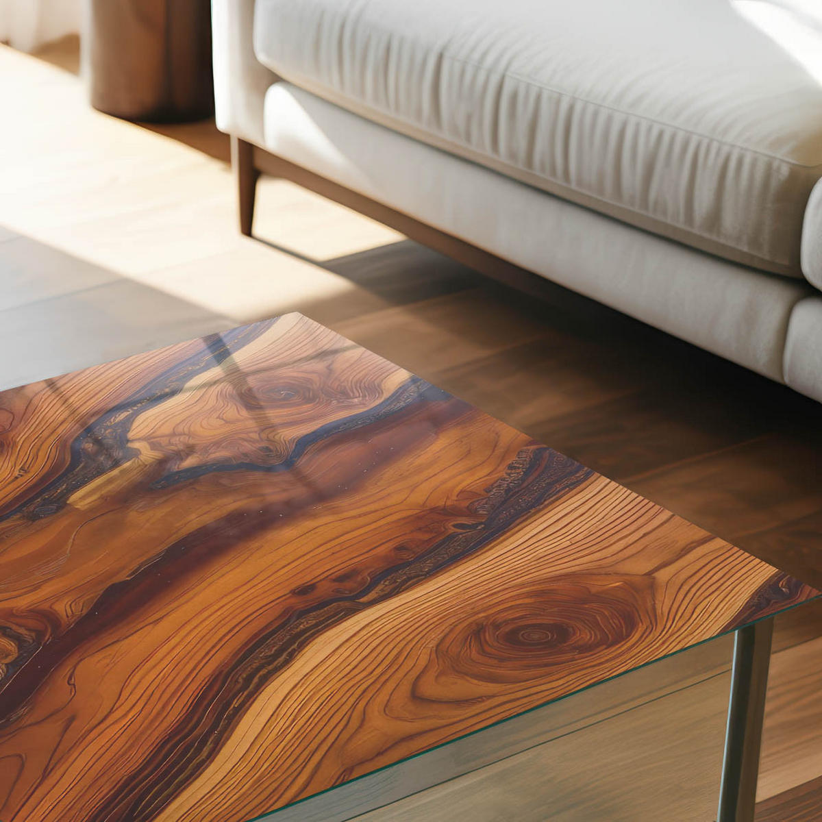 TISCHPLATTE 50x50 cm – Holzmaserung - Orange, Glas (50/50/0.4cm) - Wallfluent