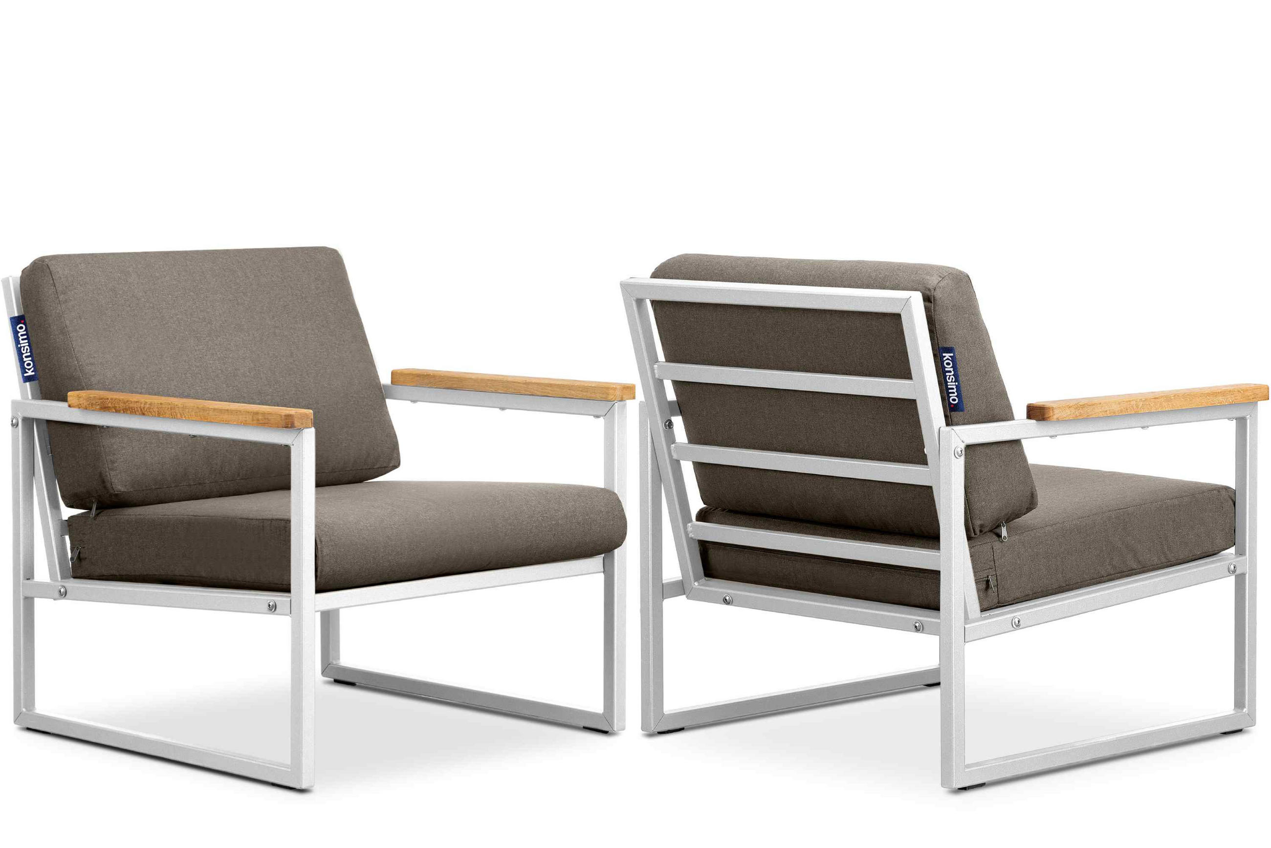 GARTENSET TRIBO Industriestil für 4 Personen, weiß - Beige/Weiß, Metall - KONSIMO®