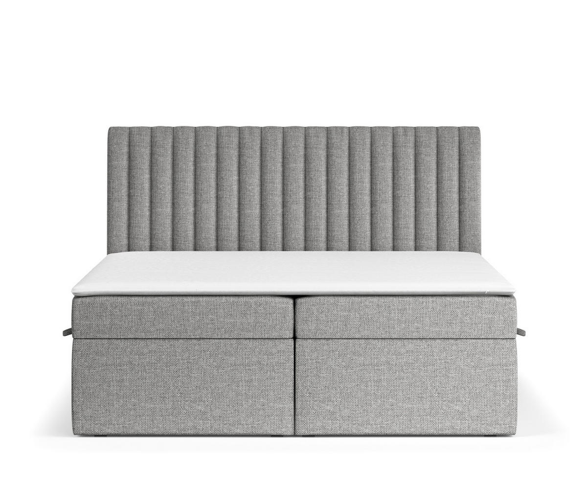 BOXBETT Spencer Grau 180/200 cm mit Matratze und Topper - Schwarz/Grau, Holz/Holzwerkstoff (180/200cm) - Maison de Reve