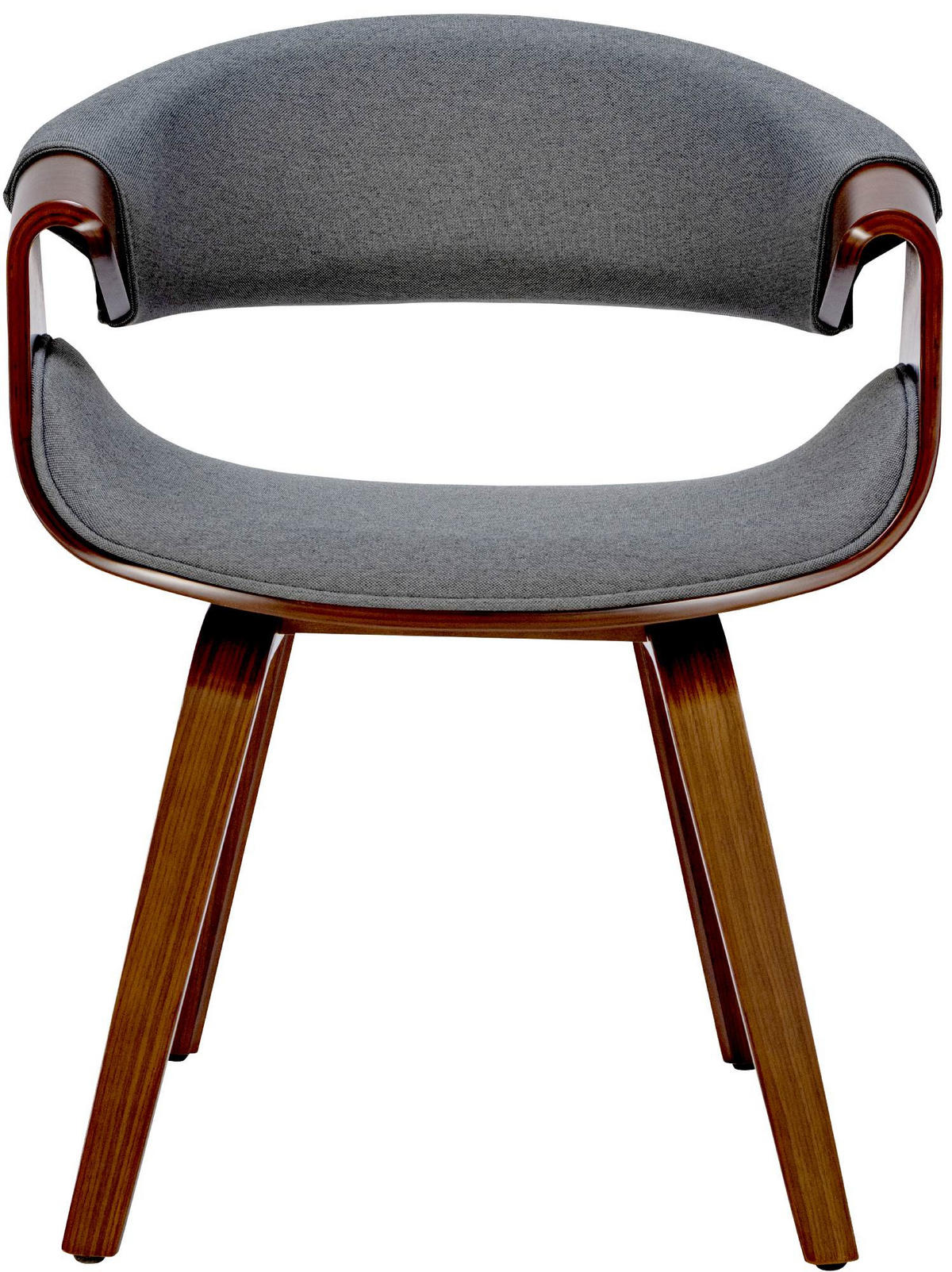 STUHL 2er Set Stoff walnuss/grau - Walnussfarben/Grau, Holz/Textil (62/76/52cm) - CLP