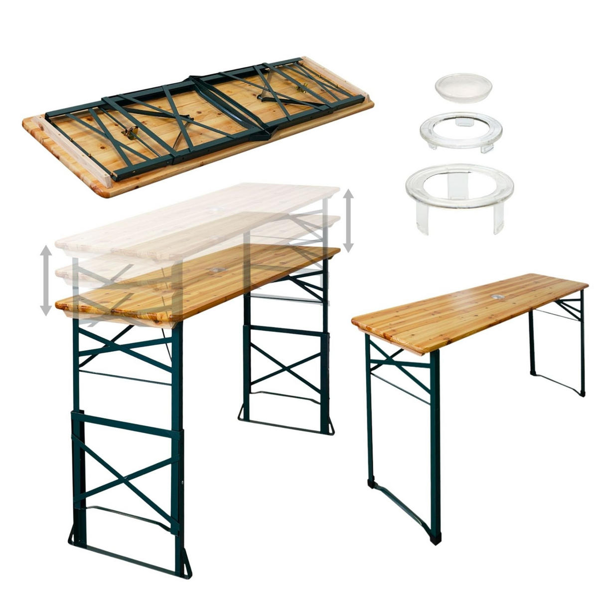 BIERZELTTISCH höhenverstellbar & klappbar 90-116x170x50cm Holz - Hellbraun, Holz - CHEFGASTRO