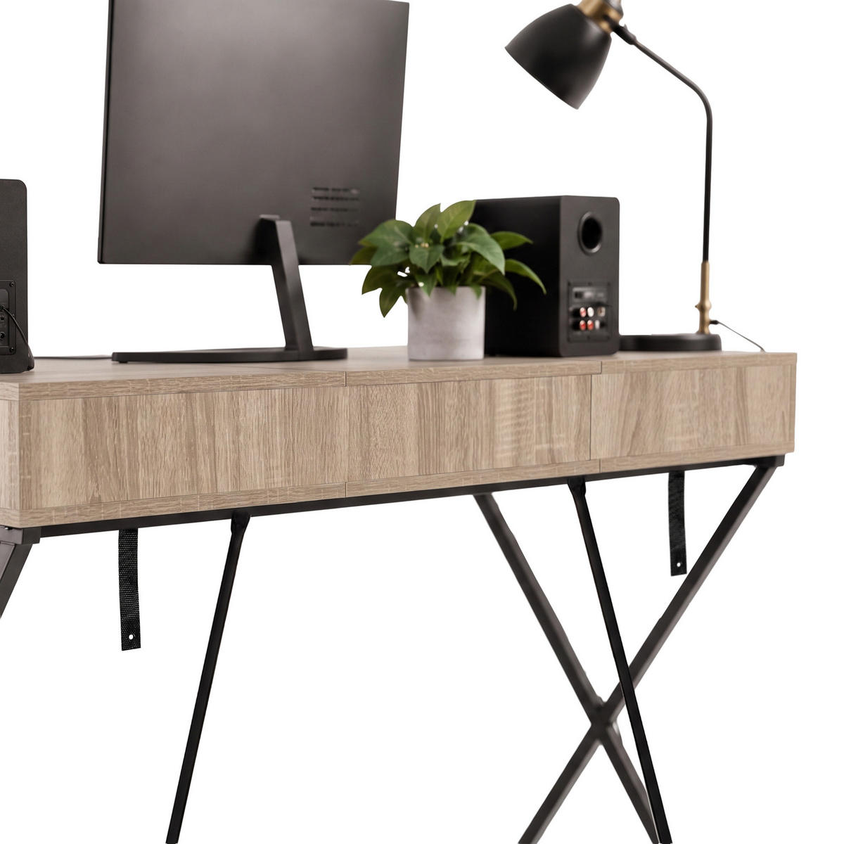 SCHREIBTISCH CROSSLINE 120 cm Eiche Sonoma - Schwarz/Sonoma Eiche, Holzwerkstoff (50/120/80.5cm) - Akord