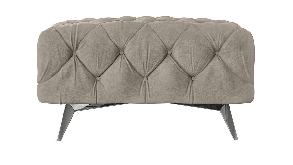 HOCKER Chesterfield Laura Dunkle Creme Samt - Silberfarben/Creme, Holz/Textil (80/45/80cm) - S-Style Möbel