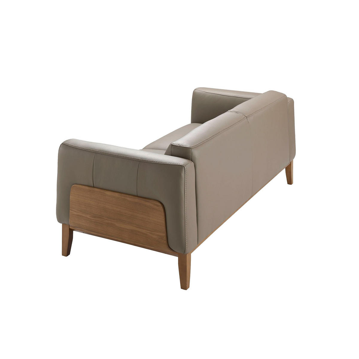 SOFA 3-sitzer nerz ledersofa 209/92/77 cm - Taupe/Walnussfarben, Leder (209/77/92cm) - ANGEL CERDA