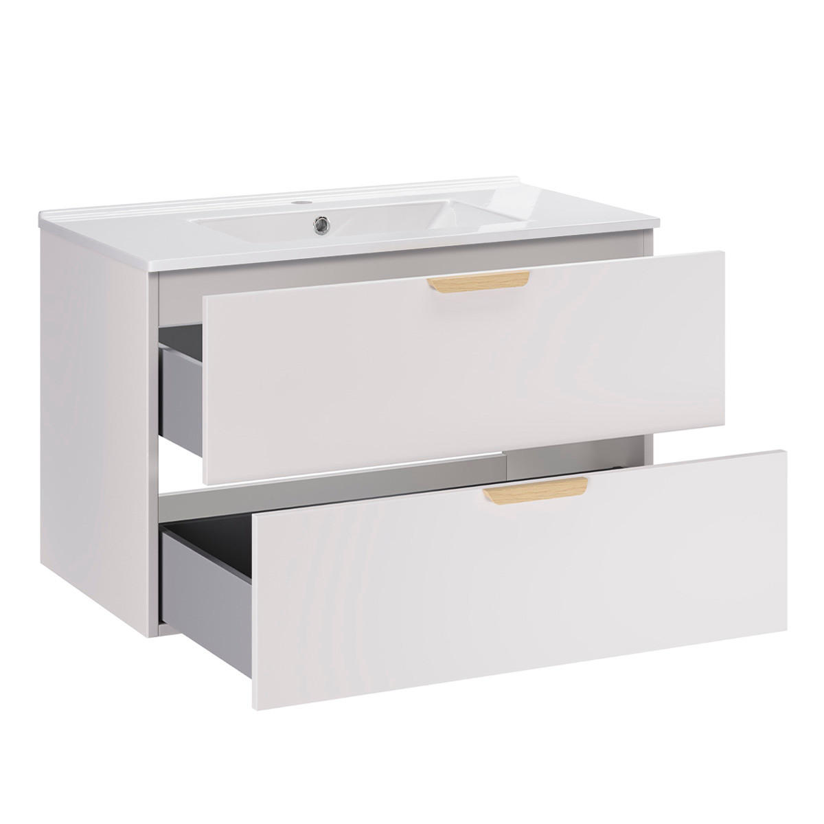 BADMÖBEL 81cm Oria 2er-Set Weiß - Weiß, Holzwerkstoff (81/50/46cm) - Petits-meubles