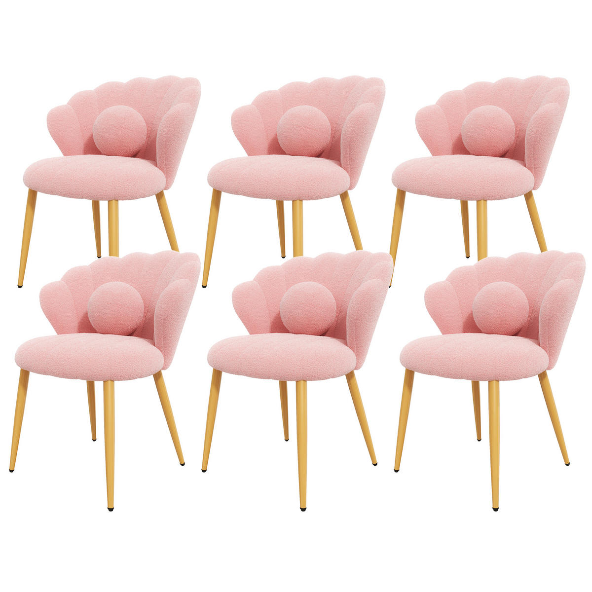 STUHL-SET 6 Stück Muschel-Design, DE-42124, Rosa - Pink, Holzwerkstoff (62.5/83/60cm) - ComfortXL
