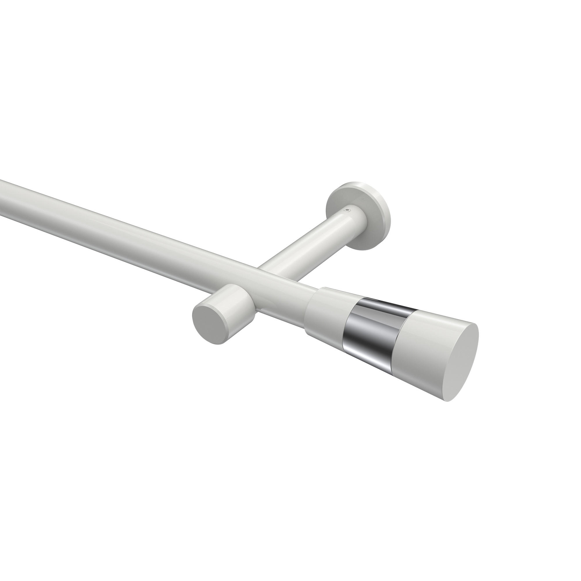 GARDINENSTANGEN-SET Prestige Tanara 200 cm, 1-läufig (ohne Ringe), 20 mm Ø Weiß - Chromfarben/Weiß, Metall (200cm) - INTERDECO