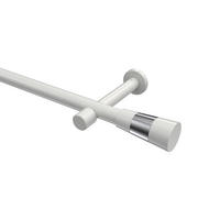 GARDINENSTANGEN-SET Prestige Tanara 240 cm (geteilt in 2 x 120 cm), 1-läufig (ohne Ringe), 20 mm Ø Weiß - Chromfarben/Schwarz, Metall (240cm) - INTERDECO