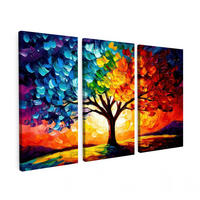 OBRAZ NA PLÁTNĚ 3dílná sada Strom - barevný - vzhled barvy - abstraktní 150x100 cm - různobarevná, textil (150/100cm) - MuchoWow