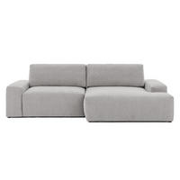 ECKSOFA Lennon aus Hellgrau Strukturstoff mit Schlaffunktion und Bettkasten - Hellgrau/Schwarz, Holz/Kunststoff (264/137cm) - S-Style