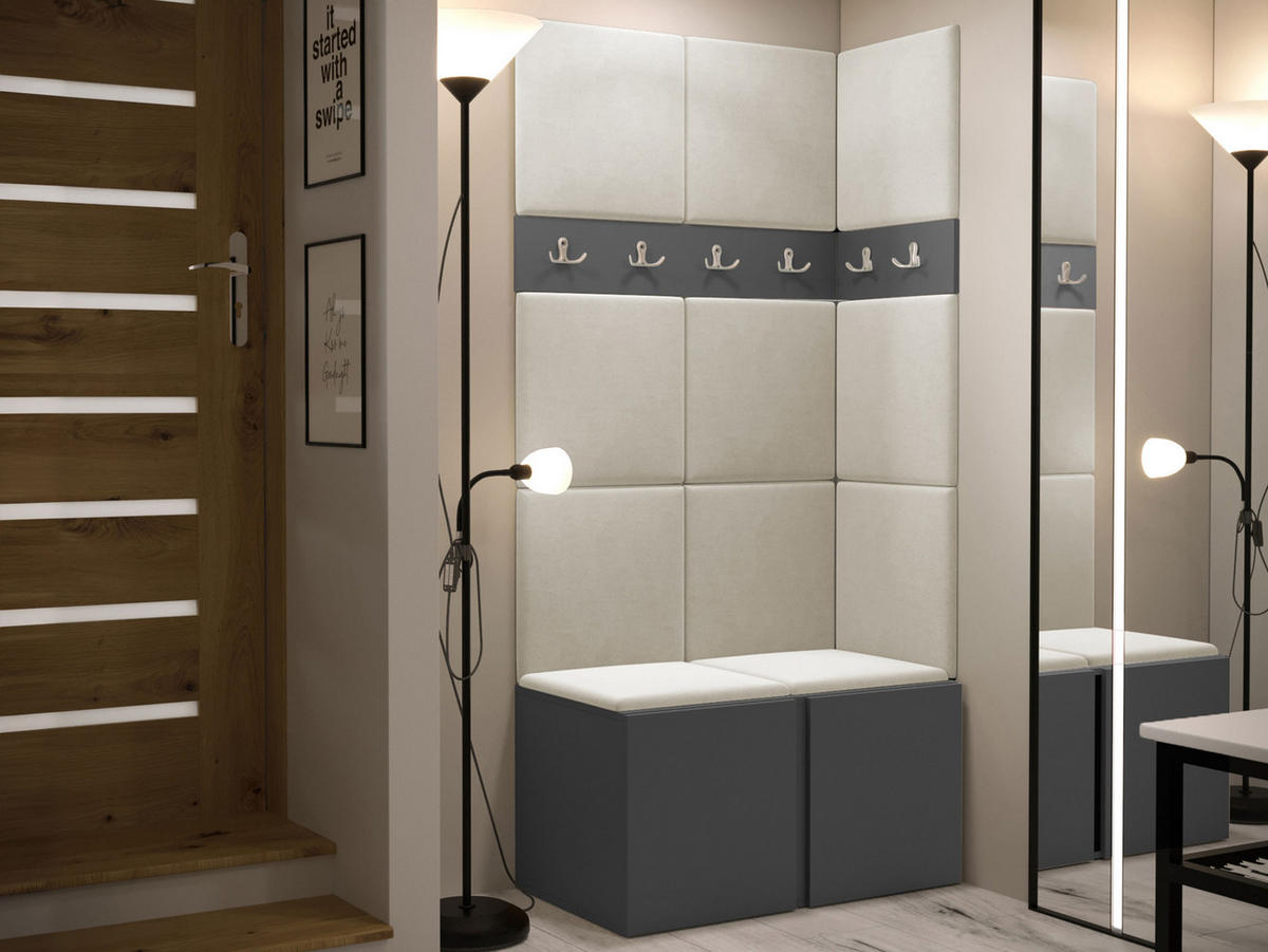 GARDEROBEN-SET Orion I - Beige/Graphitfarben, Holzwerkstoff/Kunststoff (84/186/46cm) - MIRJAN24