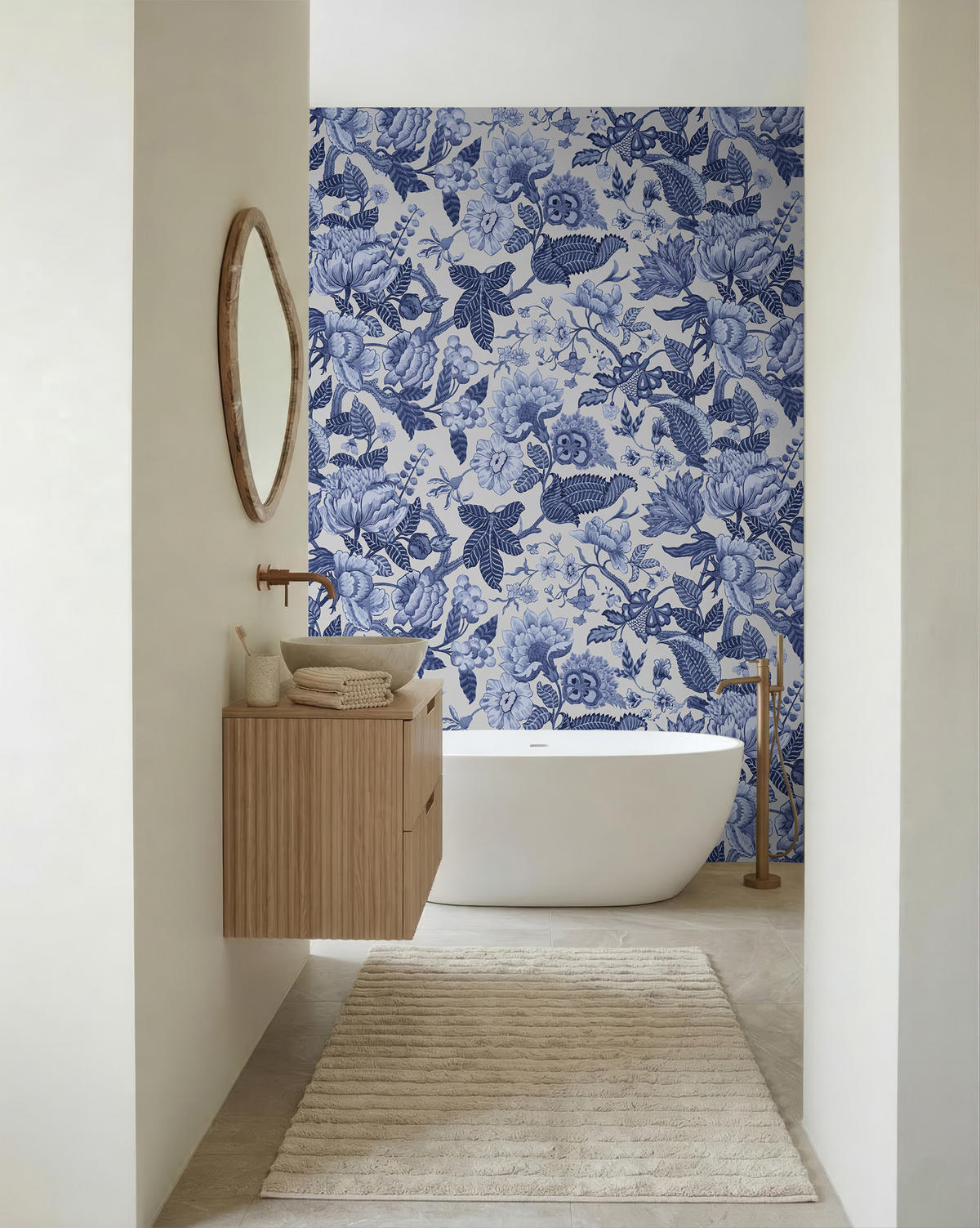 FOTOTAPETE Blumen 200 x 280 cm - Blau, Papier (200/280cm) - Sanders & Sanders