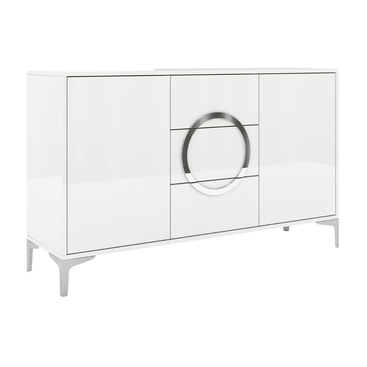 SIDEBOARD Eva, Weiß, Silberne Akzente, Hochglanz - Weiß Hochglanz/Silberfarben, Holzwerkstoff/Metall (138/83/38cm) - Kayani
