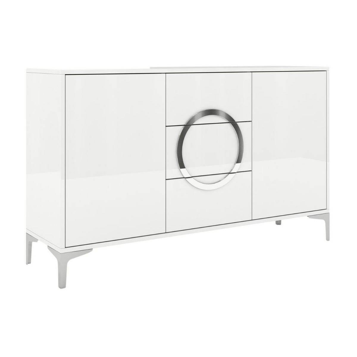 SIDEBOARD Eva, Weiß, Silberne Akzente, Hochglanz - Weiß Hochglanz/Silberfarben, Holzwerkstoff/Metall (138/83/38cm) - Kayani