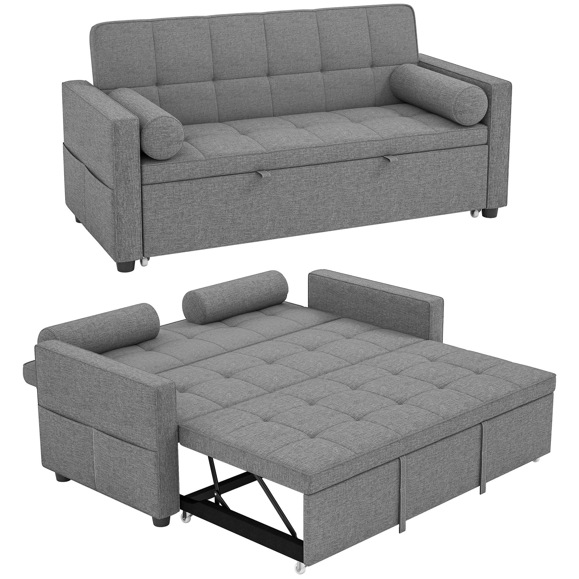 SCHLAFSOFA 2er-Sitz DE-14607 mit Doppelbett und verstellbarer Rückenlehne Grau - Grau, Metall (137.5/84/80.5cm) - ComfortXL