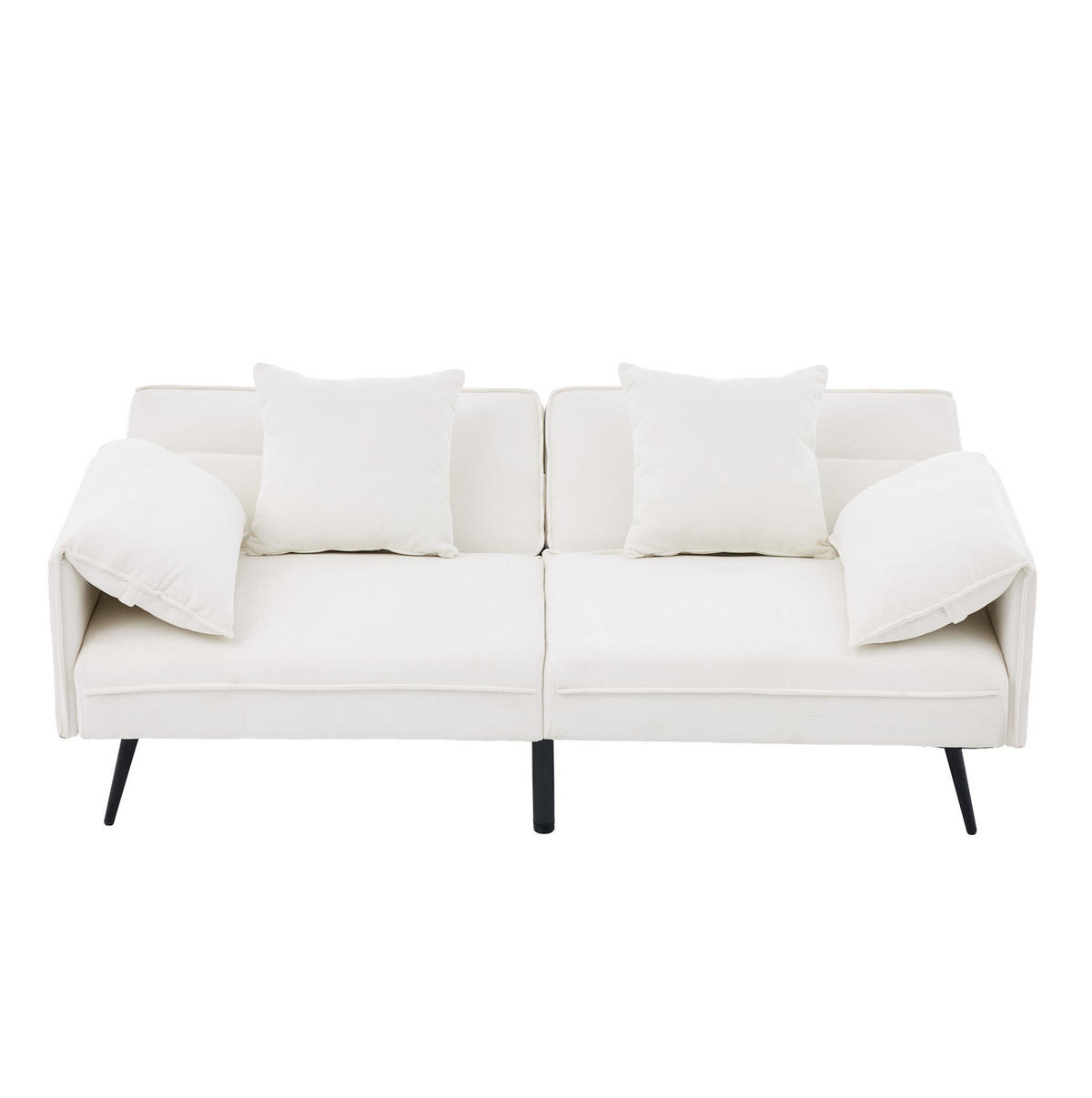 SCHLAFSOFA 2-Sitzer, Stoff mit 3-fach verstellbarer Rückenlehne, 167,5/73/70 cm, Weiß - Weiß, Textil (73/70/167.5cm) - Redom