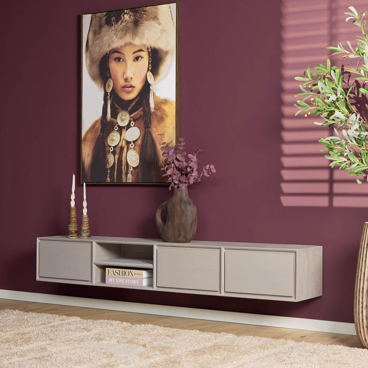 LOWBOARD Mangoholz Taupe 200x35x30 cm - Taupe, Holz (200/30/35cm)