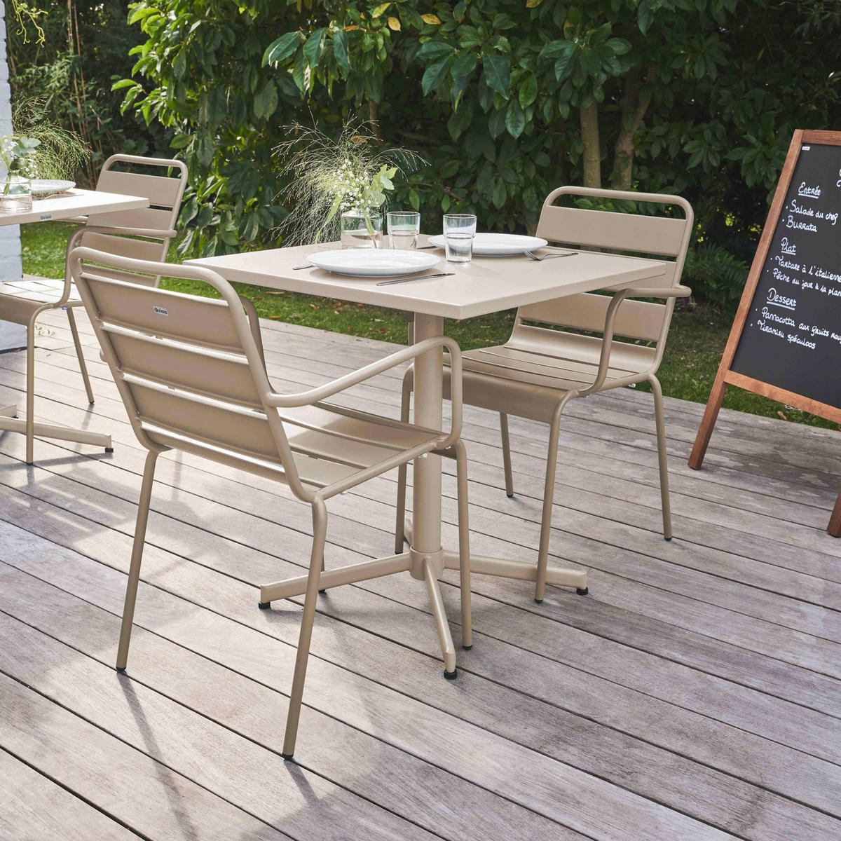 GARTENSET 3-tlg., Taupe - Taupe, Metall - Oviala