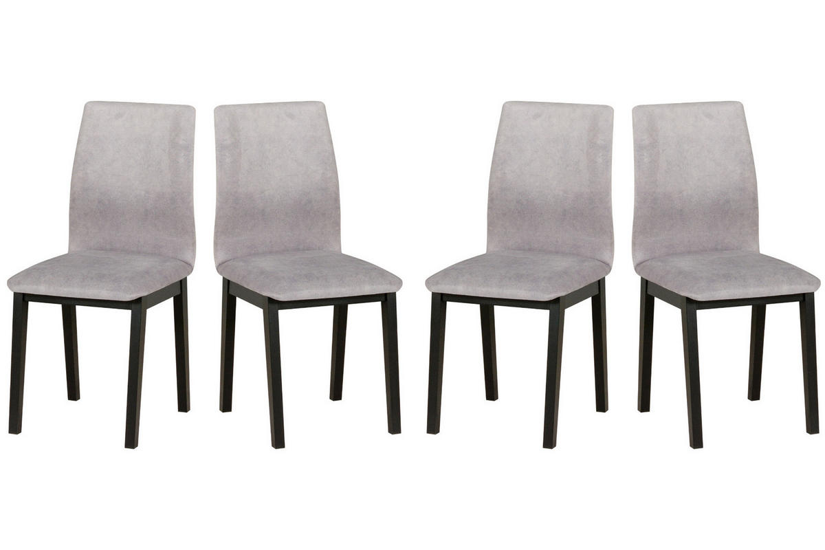ESSZIMMERSTUHL- Set 4x LUNA 1 schwarz, Zetta 302 - Schwarz/Grau, Holz (43/91/40cm) - Leaf Design