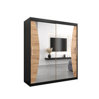 SCHWEBETÜRENSCHRANK 200/180/62 2-türig - Silberfarben/Schwarz, Holz/Kunststoff (180/200/62cm) - Abiks Möbel