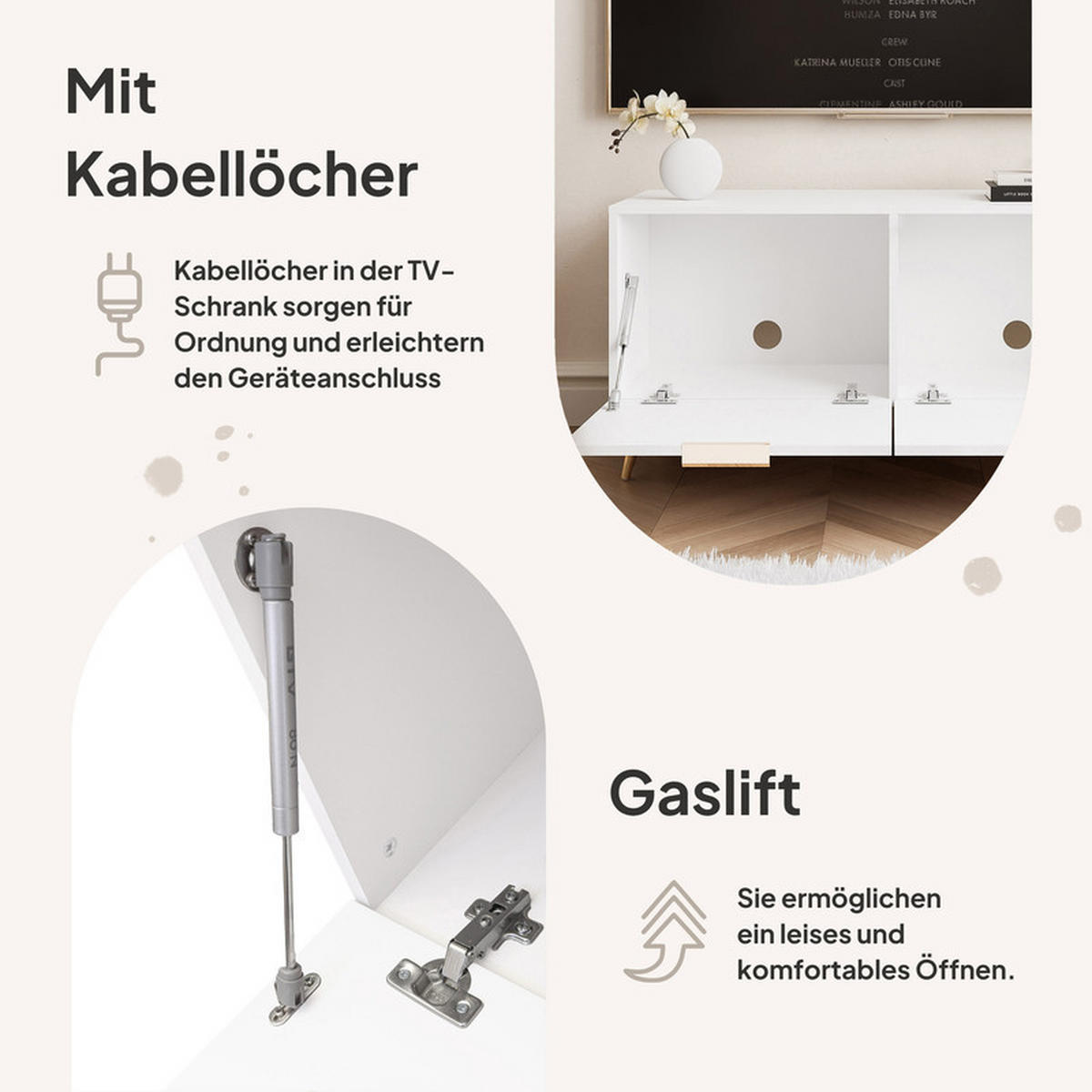 TV-LOWBOARD ANGEL Weiß stehend mit LED-Beleuchtung 100 cm - Weiß, Holzwerkstoff (100/49/40cm) - Idohome