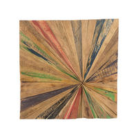 WANDDEKORATION Teakholz heller holzfarbton Cancun - Hellbraun, Holz (70/70/4cm) - Beliani