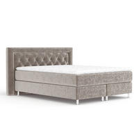 BOXSPRINGBETT Lavello Taupe 200/200 cm mit Latex-Topper - Taupe/Silberfarben, Holz/Holzwerkstoff (200/200cm) - Maison de Reve