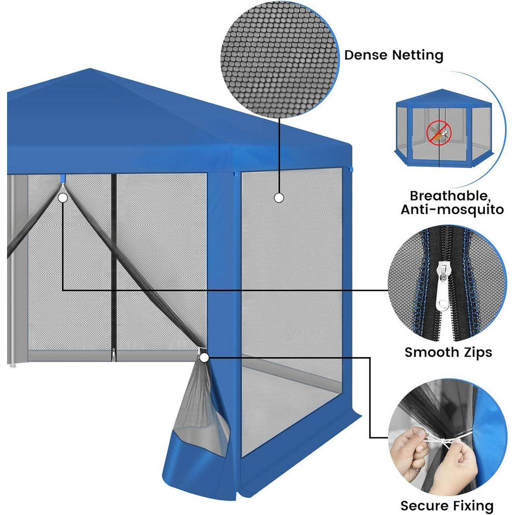 Thumbnail - Woltu Pavillon, Blau, Metall, 380x250x330 cm, Sonnen- & Sichtschutz, Pavillons & Pergolas