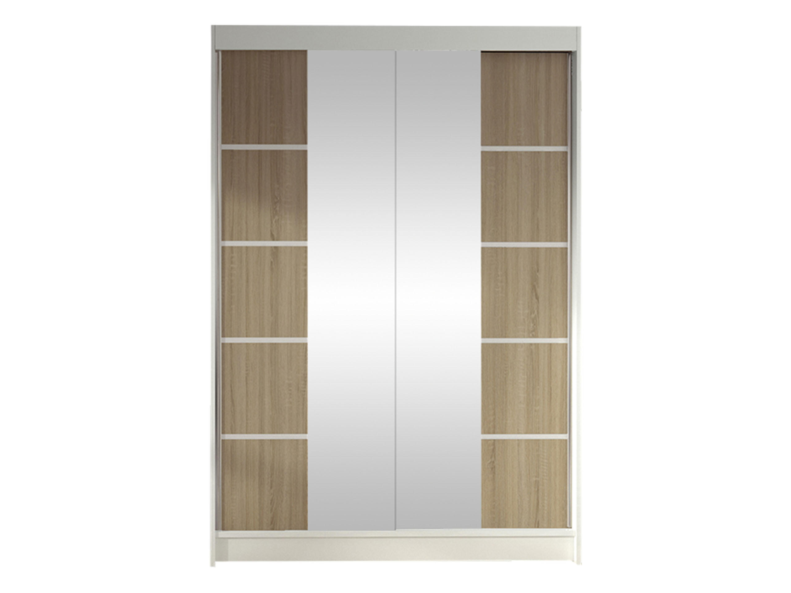 SCHWEBETÜRENSCHRANK Lino V - Weiß/Sonoma Eiche, Holzwerkstoff/Metall (120/200/58cm) - MIRJAN24