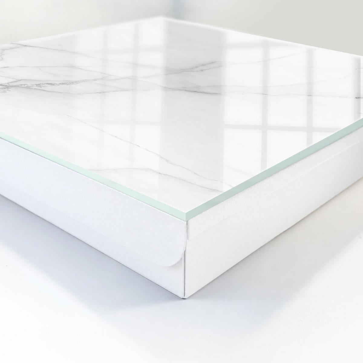 SCHLÜSSELBOX Weiß 30x30 cm – Türöffnung nach rechts - Marmor-Eleganz - Weiß, Metall (30/30/5cm) - TULUP