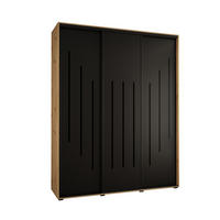 SCHWEBETÜRENSCHRANK 235,2/200/60 3-türig - Schwarz/Eiche Artisan, Holz/Metall (200/235/60cm) - Abiks Möbel