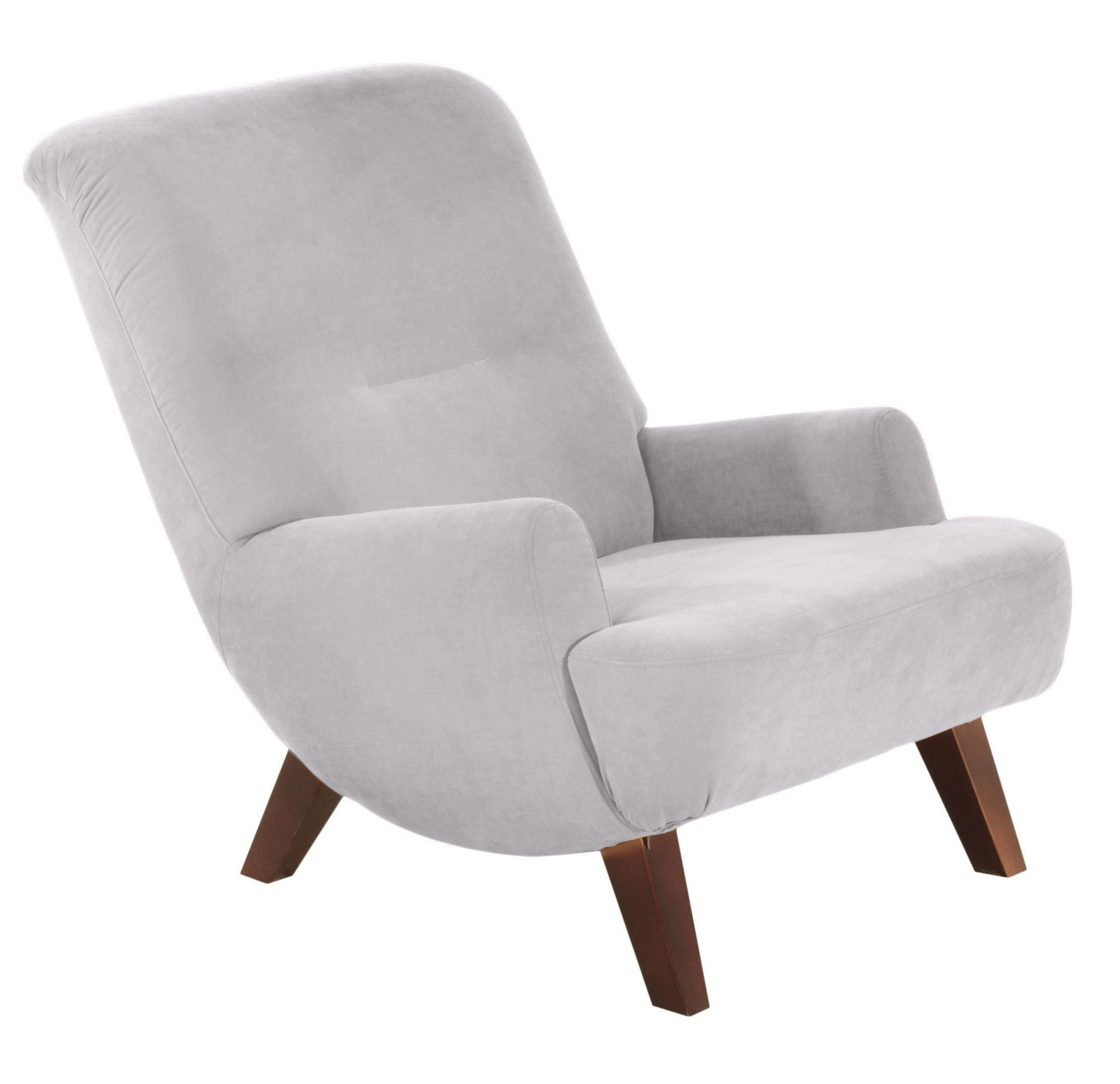 SESSEL Kajsa 71x80x101 Bezug Veloursstoff Buche nussbaum/silber - Silberfarben/Nussbaumfarben, Kunststoff (101/80/71cm) - 58aufmkessel