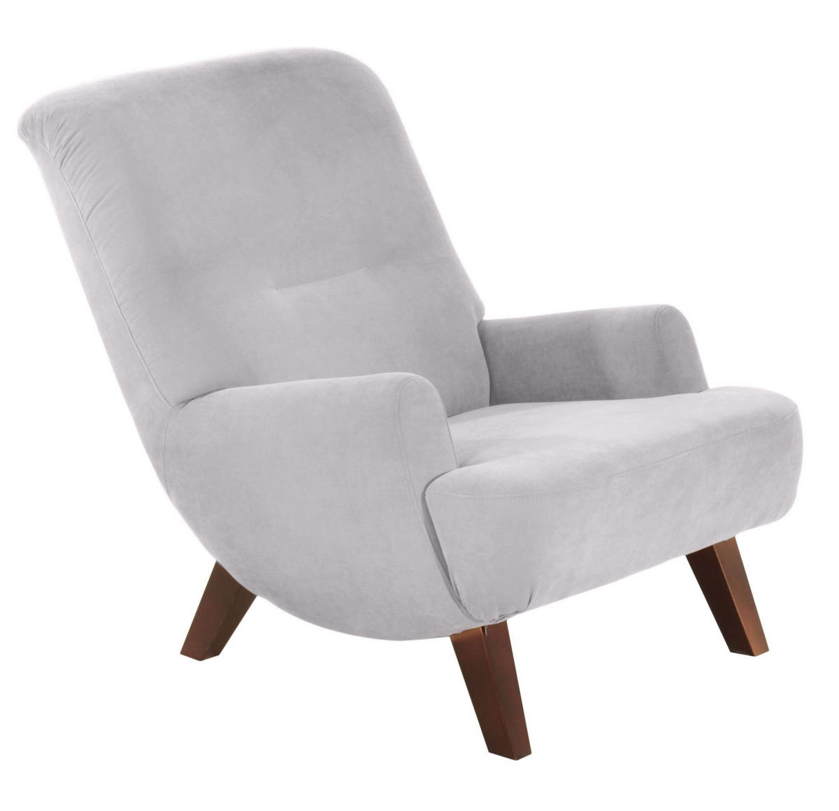 SESSEL Kajsa 71x80x101 Bezug Veloursstoff Buche nussbaum/silber - Silberfarben/Nussbaumfarben, Kunststoff (101/80/71cm) - 58aufmkessel