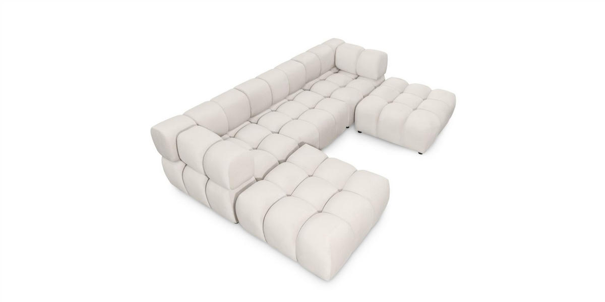 SOFA 3-sitzer Und 2-polsterhocker Flow - Dunkelgrau, Holzwerkstoff/Textil (288/71/96cm) - Fun Möbel