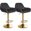 BARHOCKER 2er Set Lederlook schwarz - Goldfarben/Schwarz, Textil/Metall (51/89/52cm) - CLP