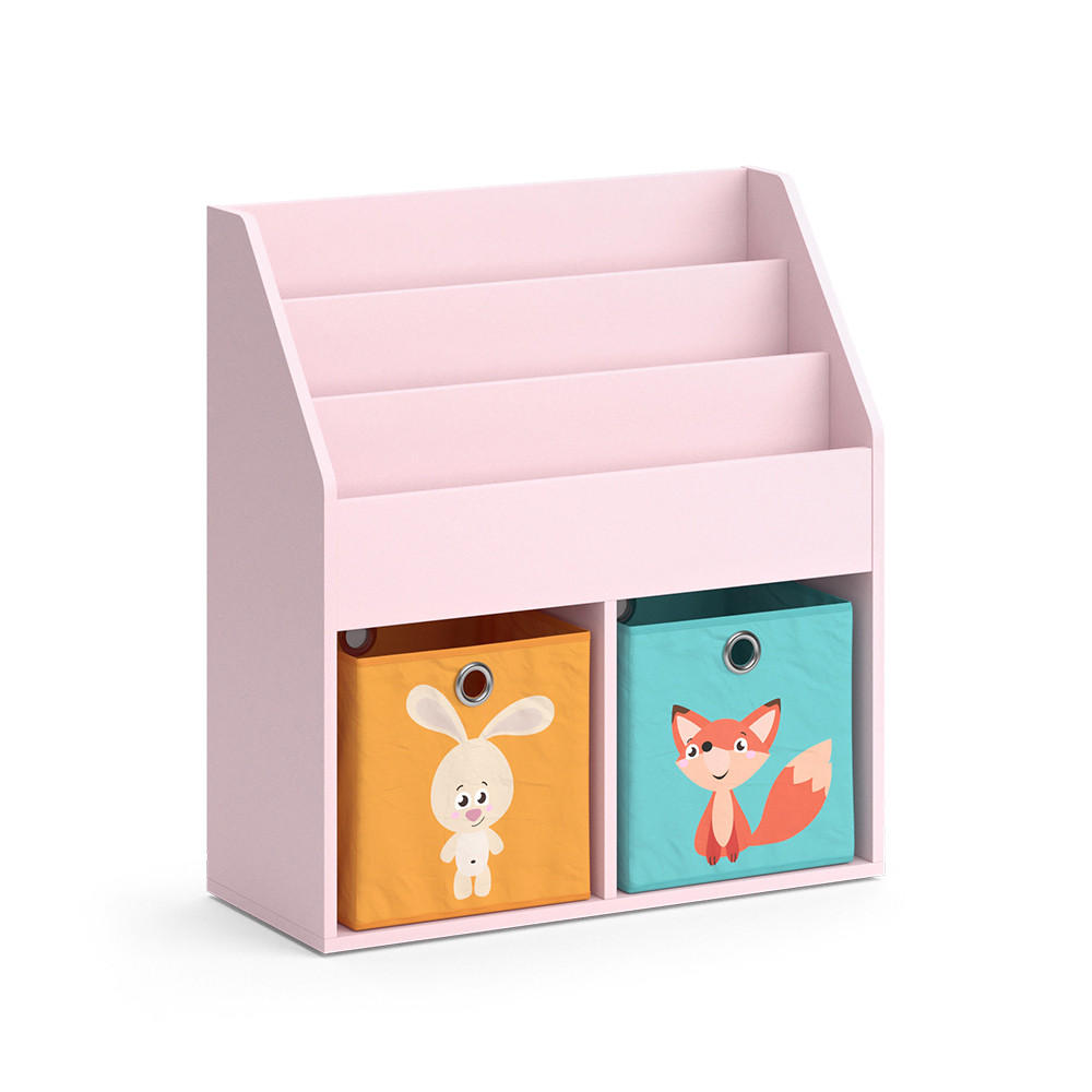 KINDERREGAL Luigi Rosa 72 x 79 cm mit 2 Faltboxen (Fuchs, Hase) - Pink, Holzwerkstoff (72/79/30.7cm) - Vicco