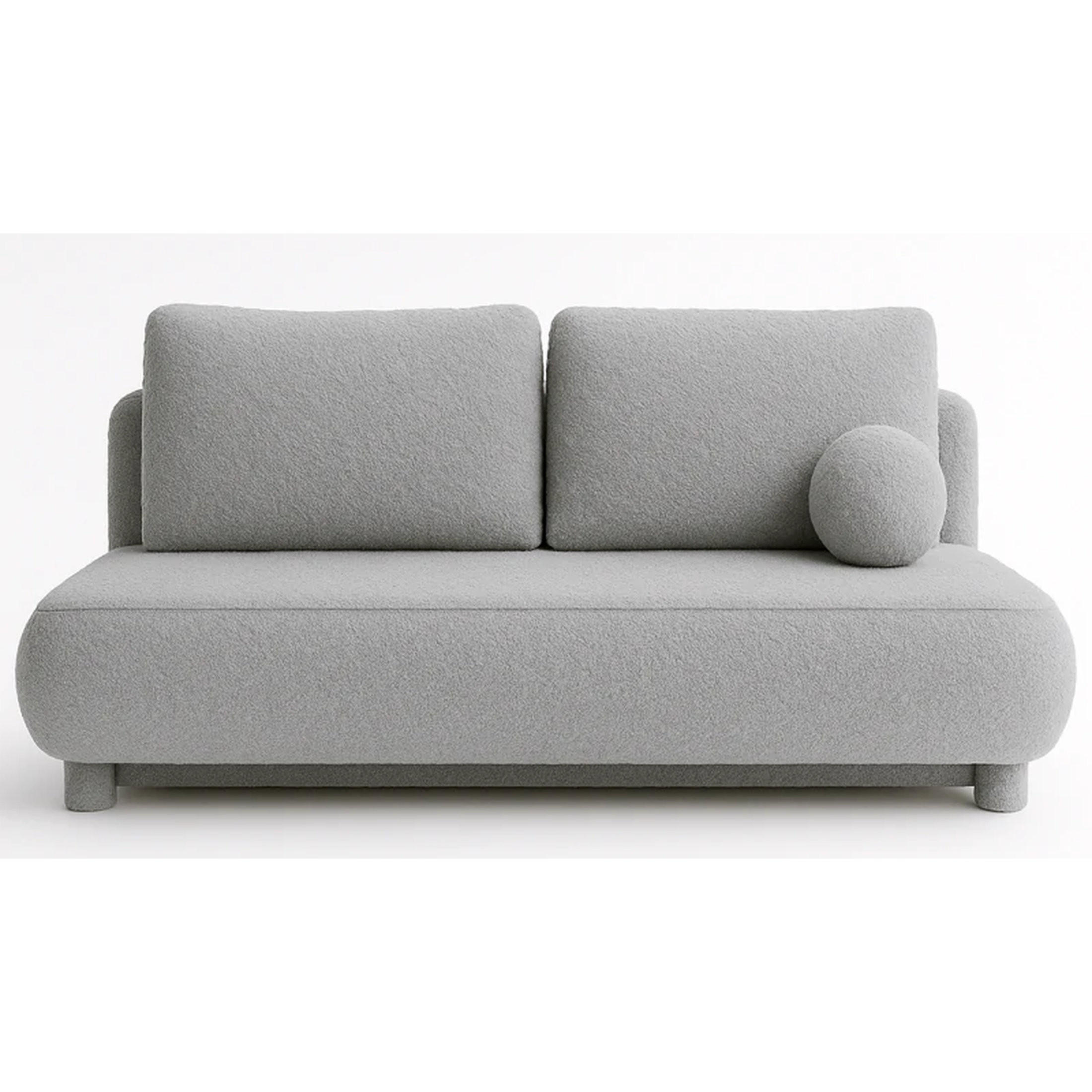 SCHLAFSOFA MAJA, Sofa mit Schlaffunktion und Bettkasten, Farbe: Hellgrau, Bouclé-Stoff - Hellgrau, Textil (209/96/96cm) - Sepro Meble