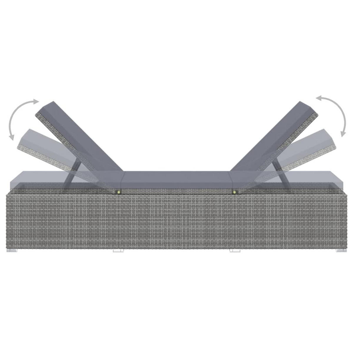 SONNENLIEGE Mit Auflage Poly Rattan Grau - Grau, Kunststoff/Textil (60/31/195cm) - vidaXL