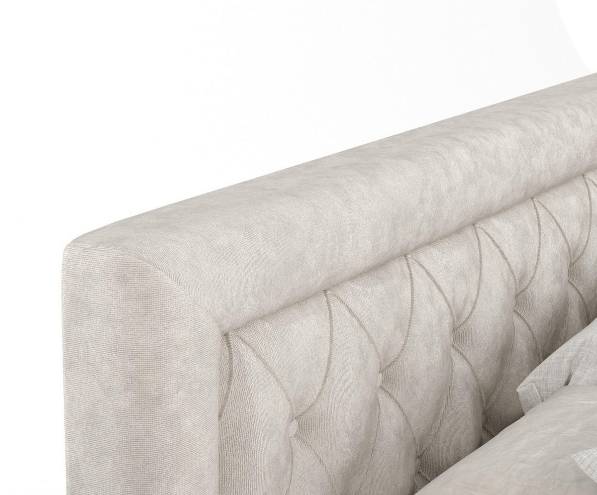 BOXSPRINGBETT Lavello Ecru 180/200 cm mit Latex-Topper - Ecru/Silberfarben, Holz/Holzwerkstoff (180/200cm) - Maison de Reve