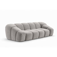 SOFA 3-Sitzer modular, Veloursstoff Bluvel, Grau, CROISSANT - Grau, Holz (240/72/115cm) - Kaiser Möbel