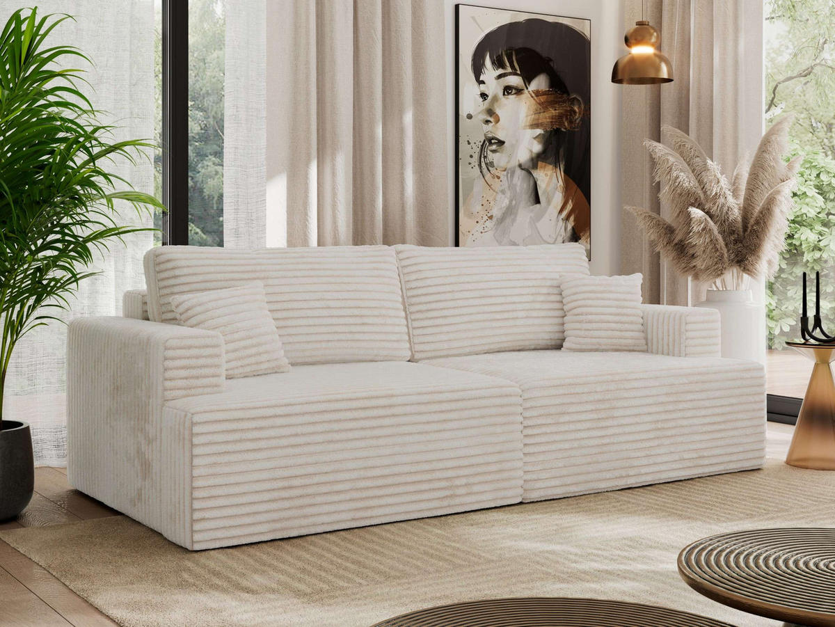 4-SITZER SOFA VIRELLA Beige Cord - Beige/Schwarz, Textil (240/88/115cm) - MKS