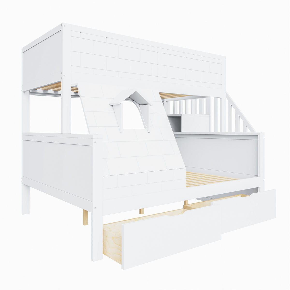 ETAGENBETT Weiß 90 x 200/140/200 cm mit Stauraum und Schubladen - Weiß, Holz (140/200cm) - MIVRAY