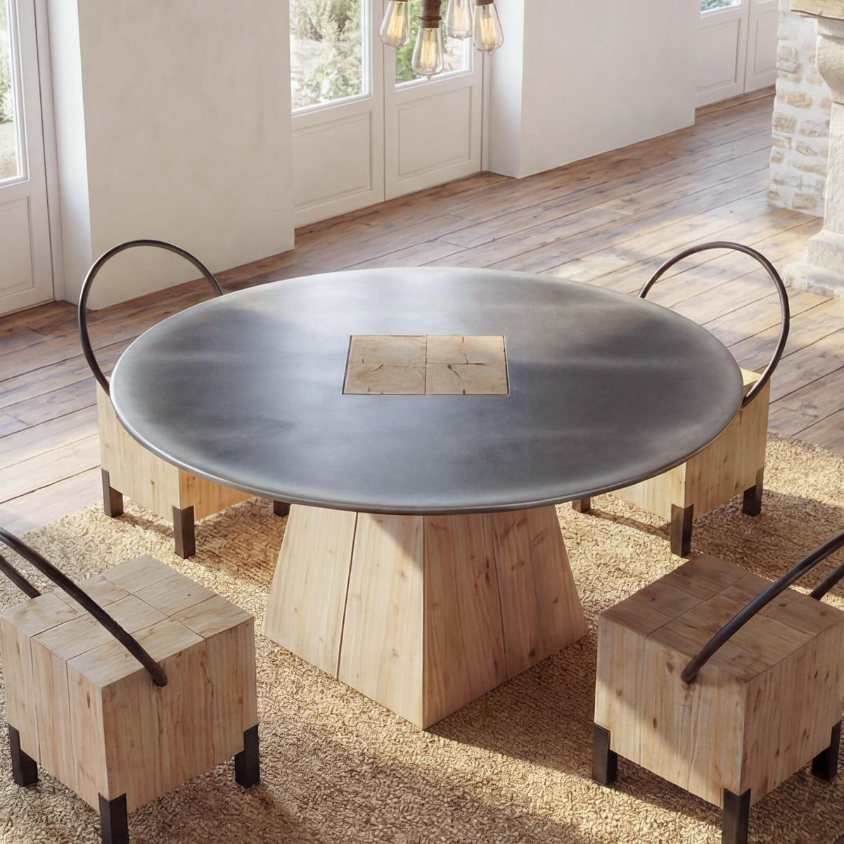 ESSTISCH Braun, Metall - Silberfarben/Braun, Holz (120/120/74cm) - MCW